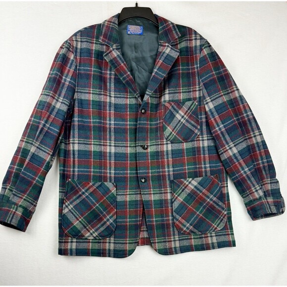 Pendleton Other - Vintage Pendleton 100% Wool Plaid Mens Blazer Barn Field Jacket Size Large